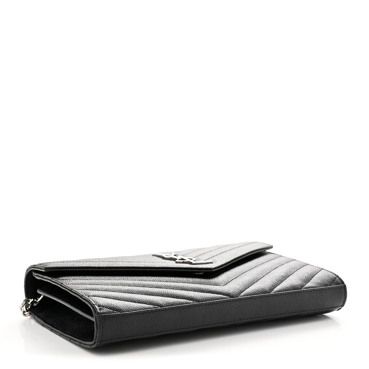 Grain De Poudre Matelasse Chevron Monogram Chain Wallet Black
