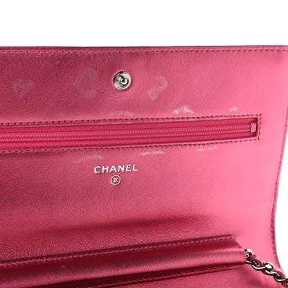 Chanel Metallic Patent Calfskin Quilted Boy Wallet On Chain WOC Fuchsia 6 of 11