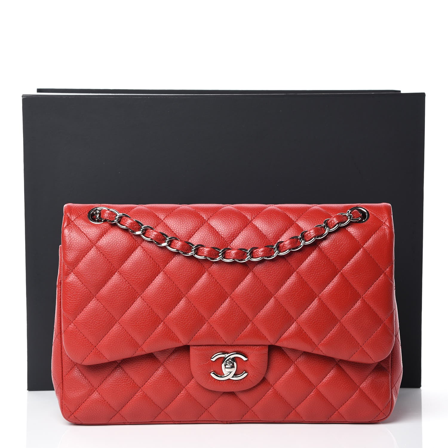Chanel Caviar Quilted Jumbo Double Flap Red 12 of 12
