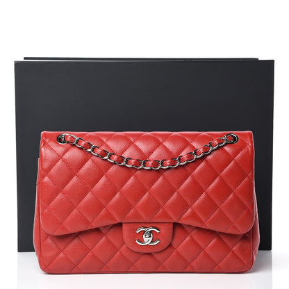 Chanel Caviar Quilted Jumbo Double Flap Red 12 of 12