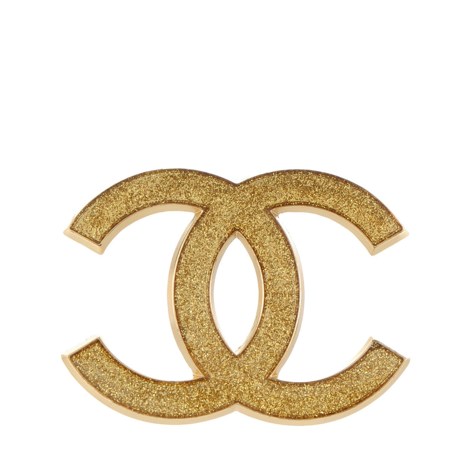 Chanel Glitter Resin CC Brooch Gold 1 of 4