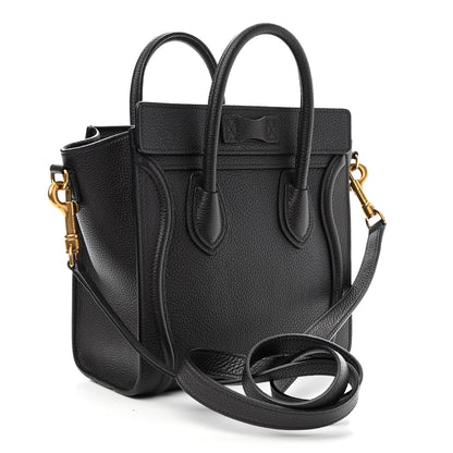 Celine Drummed Calfskin Nano Luggage Liquorice 3 of 8