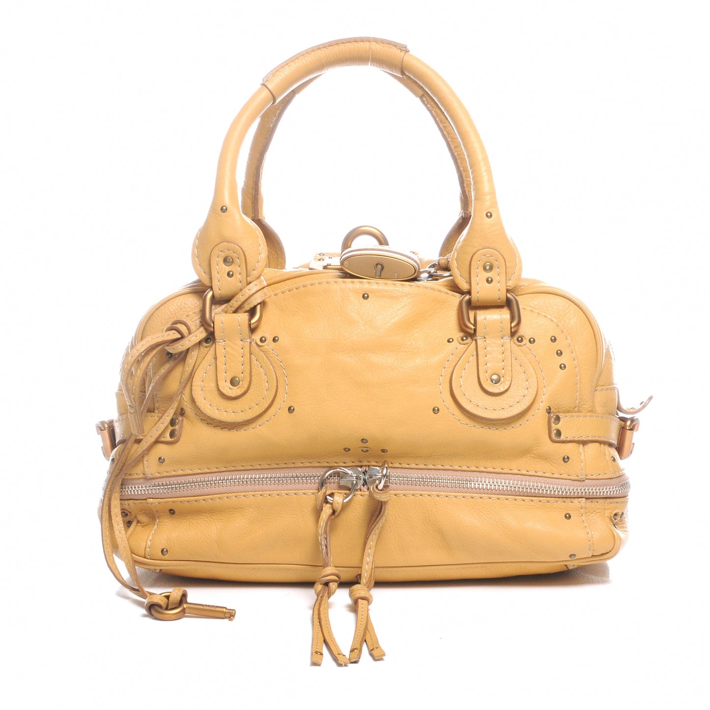 Leather Paddington Double Zipped Bowler Tan