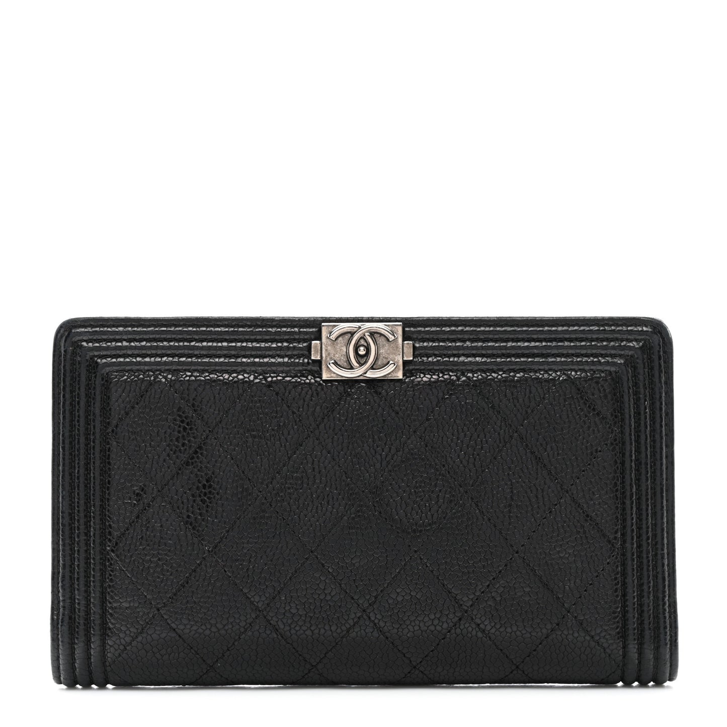 Caviar Quilted Boy Yen Wallet Black