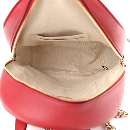 Gucci Pebbled Calfskin Soho Chain Backpack Hibiscus Red 5 of 9