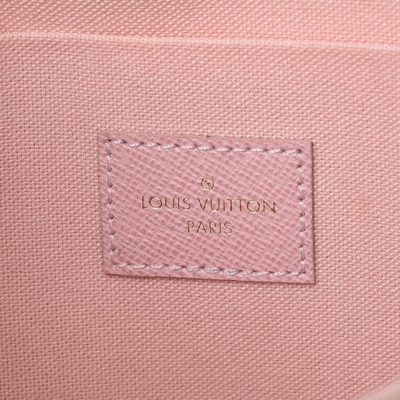 Damier Azur Pochette Felicie Chain Wallet Rose Ballerine
