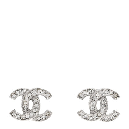 Chanel Metal Crystal CC Earrings Silver 1 of 5
