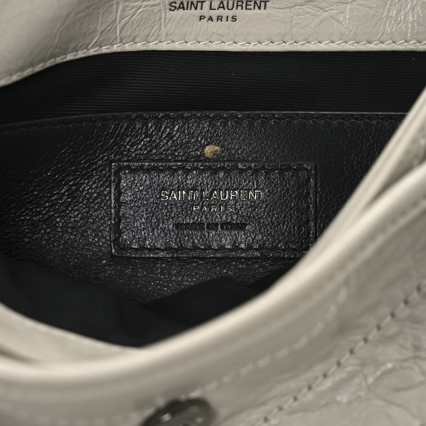 Crinkled Calfskin Matelasse Monogram Baby Niki Chain Satchel Blanc Vintage