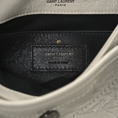 Saint Laurent Crinkled Calfskin Matelasse Monogram Baby Niki Chain Satchel Blanc Vintage 6 of 14