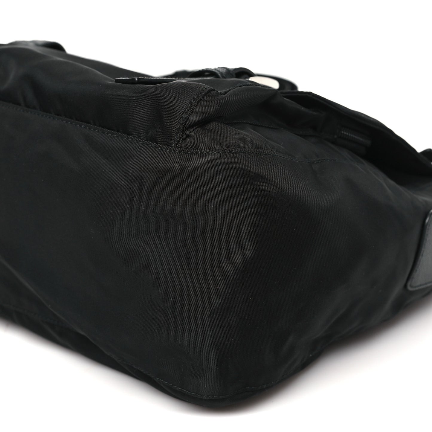 Tessuto Nylon Saffiano Double Buckle Messenger Shoulder Bag Black