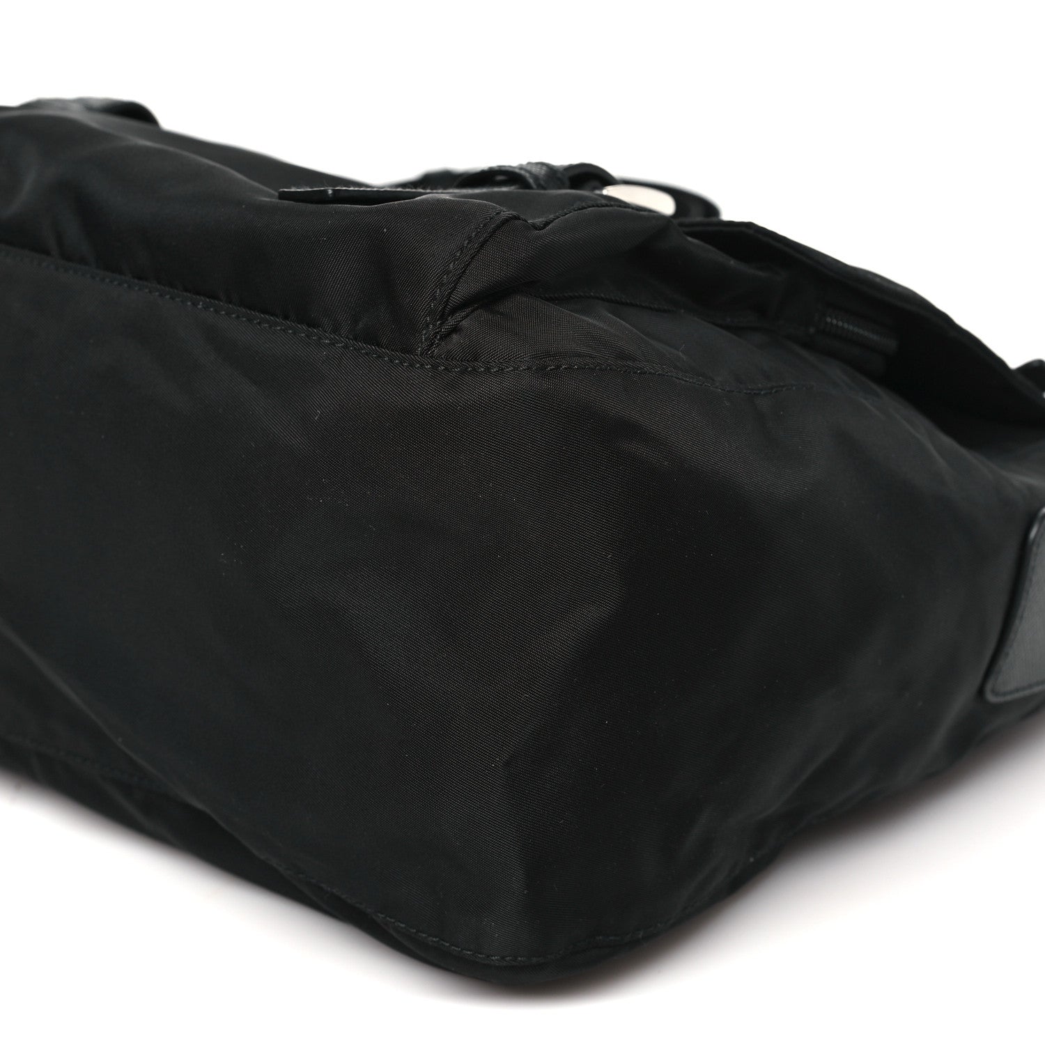 Prada Tessuto Nylon Saffiano Double Buckle Messenger Shoulder Bag Black 9 of 9