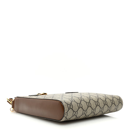 Gucci GG Supreme Monogram Azalea Calfskin Retro Interlocking G Flat Messenger Bag Beige Ebony Brown Sugar 4 of 9