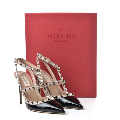 Valentino Garavani Patent Nappa Rockstud Ankle Strap 100mm Pumps 38 Black Poudre 9 of 9