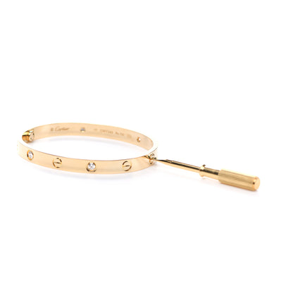 Cartier 18K Yellow Gold 4 Diamond LOVE Bracelet 17 4 of 6