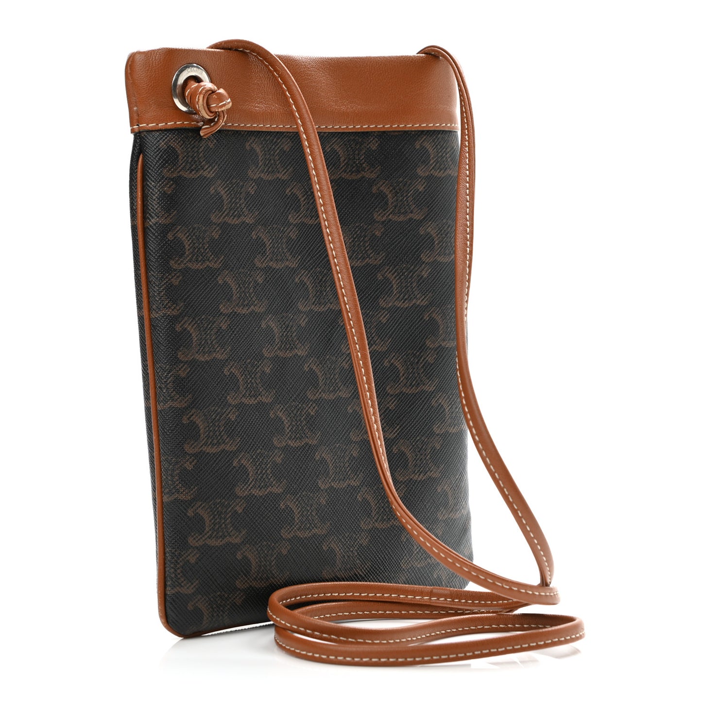 Triomphe Canvas Calfskin Mini Poche Bag Tan