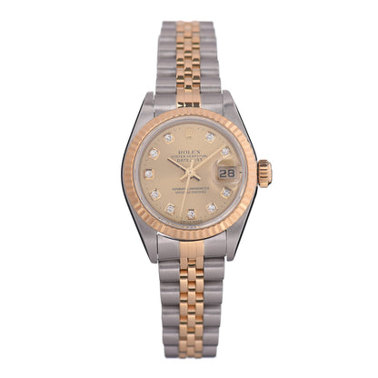Rolex Stainless Steel 18K Yellow Gold Diamond 26mm Oyster Perpetual Datejust Watch Champagne 79173 1 of 4