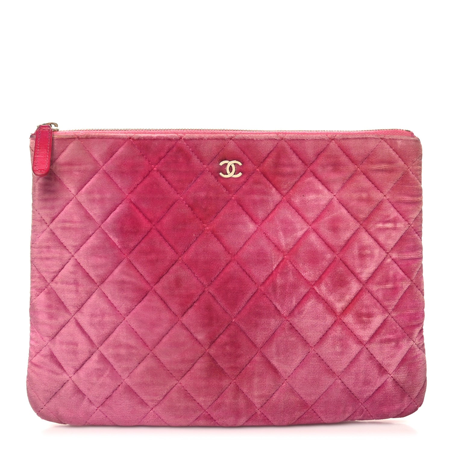 Chanel Velvet Quilted Medium Cosmetic Case Pink 1 of 12