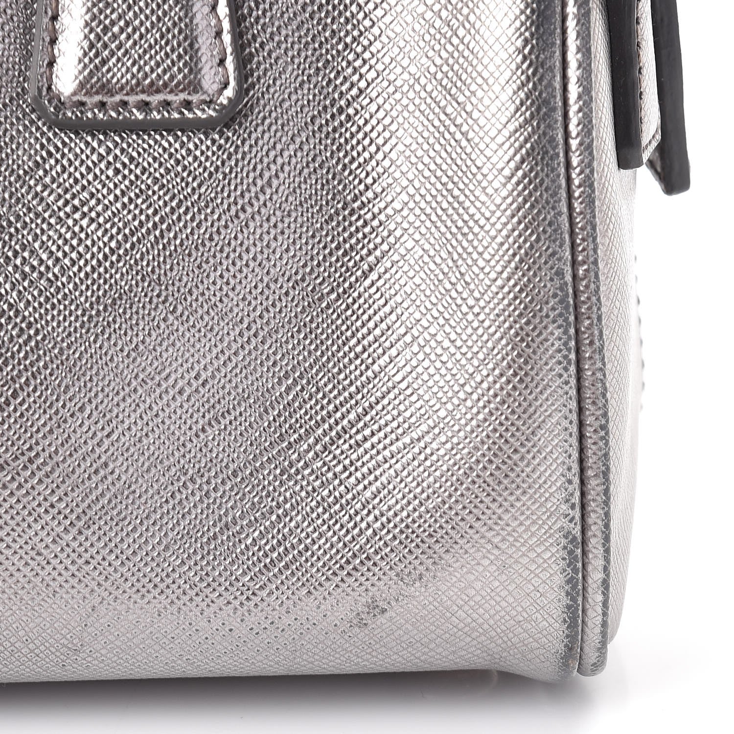 Prada Metallic Saffiano Lux Bowler Silver 12 of 15