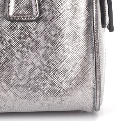 Prada Metallic Saffiano Lux Bowler Silver 12 of 15