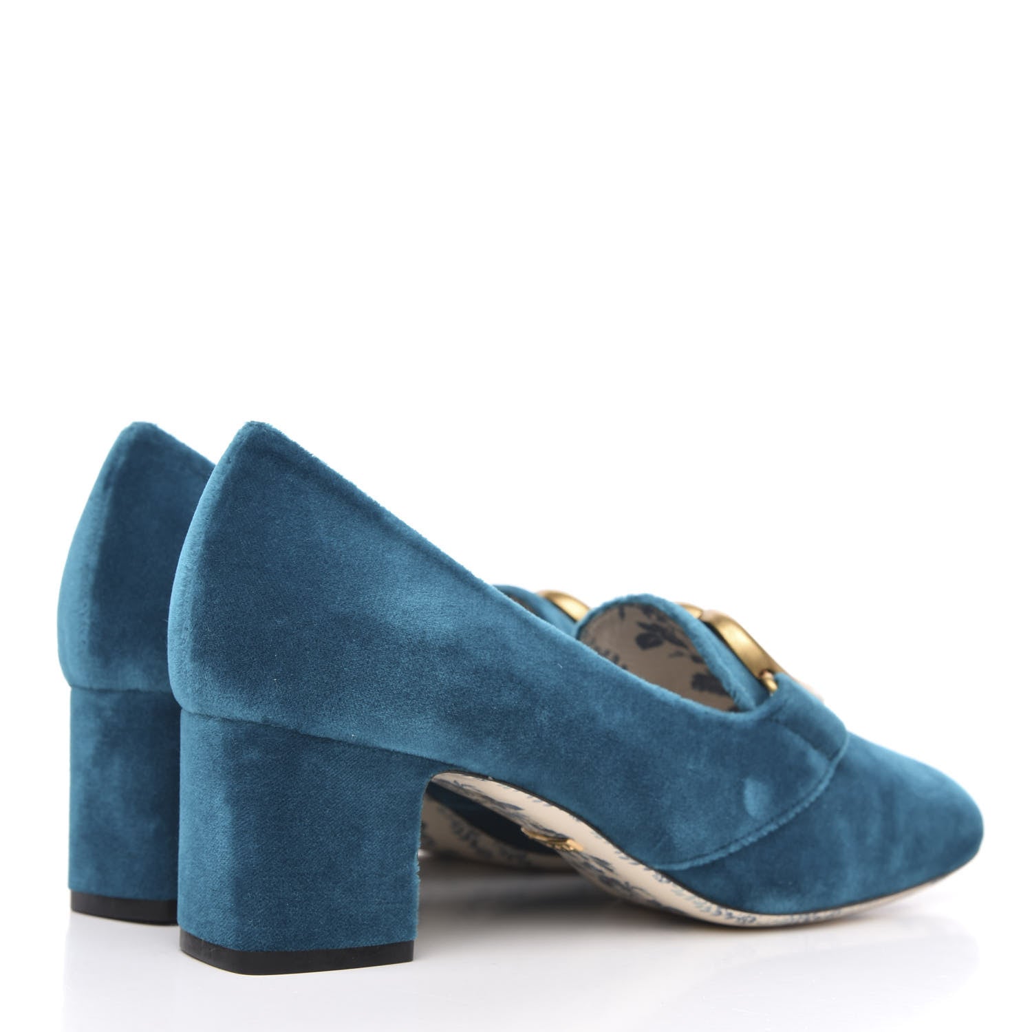Gucci Softy Velvet GG Victoire 55mm Loafer Pumps 38 Pavone 4 of 9
