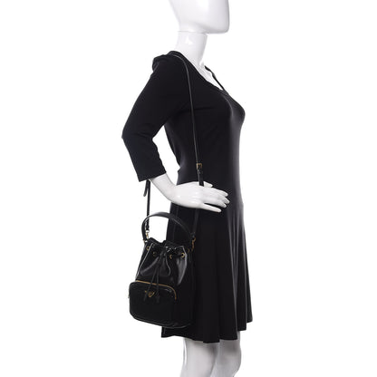 Prada Soft Calf Saffiano Mini Bucket Crossbody Bag Black 2 of 9