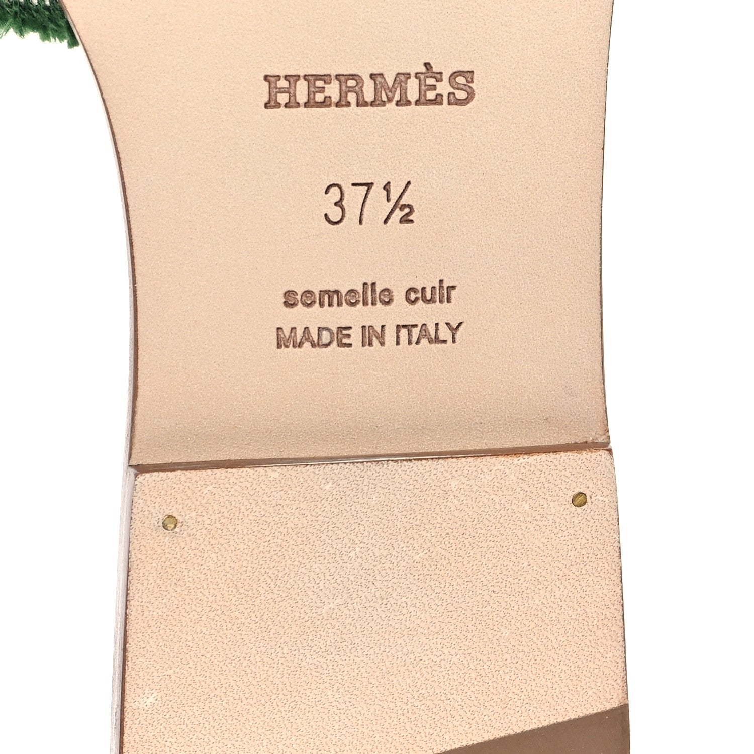 Hermes Calfskin Canvas Oran Fringe Sandals 37.5 Vert 7 of 10