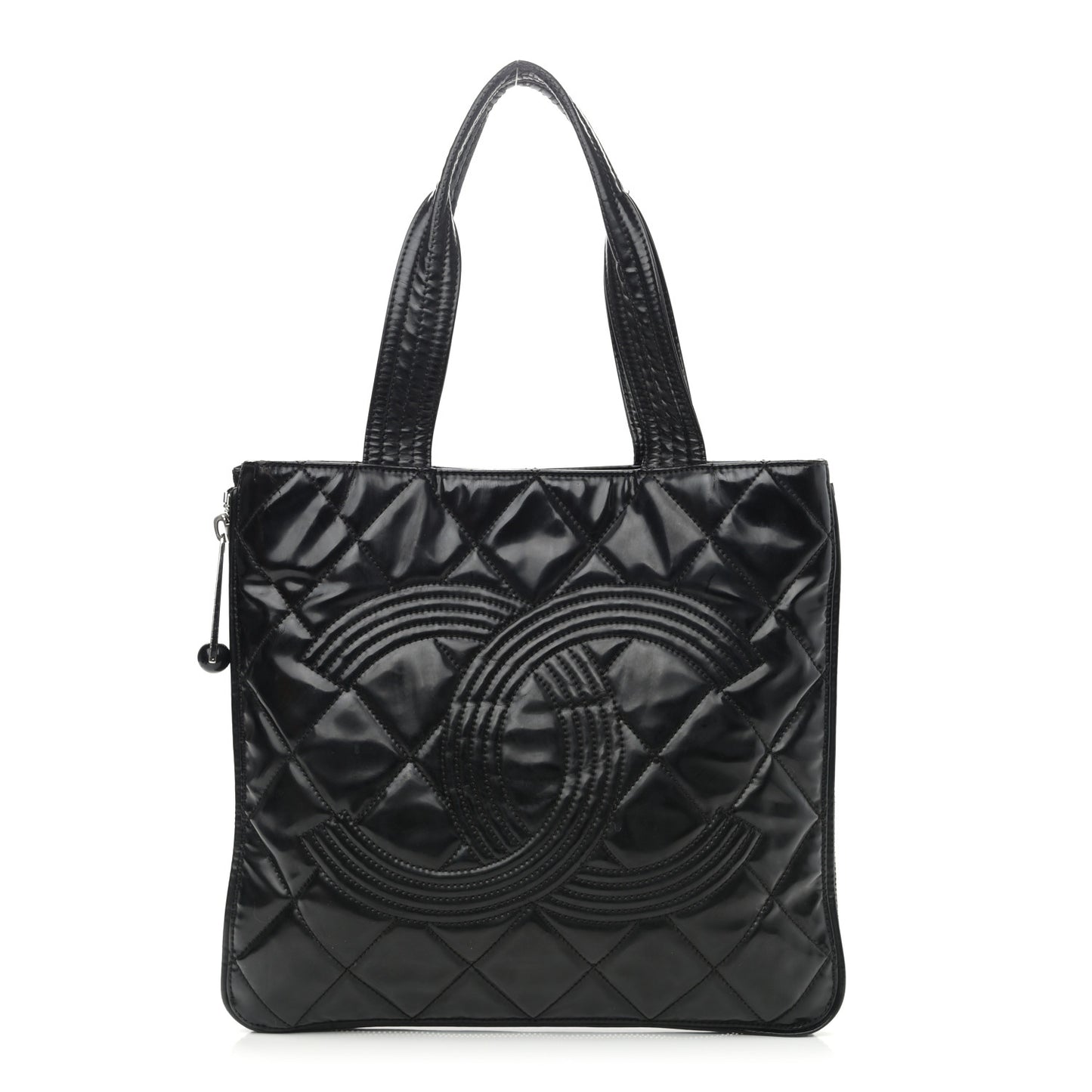 Vinyl Quilted CC Small Expandable Tote Black