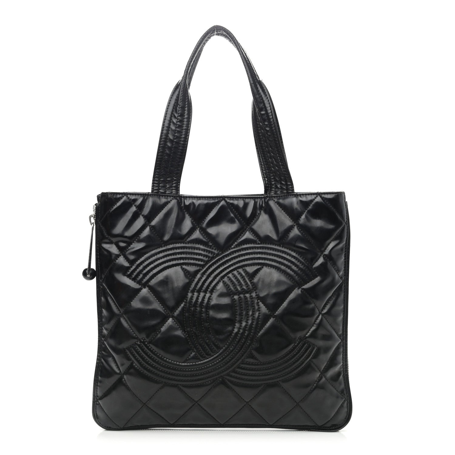 Chanel Vinyl Quilted CC Small Expandable Tote Black 1 of 14
