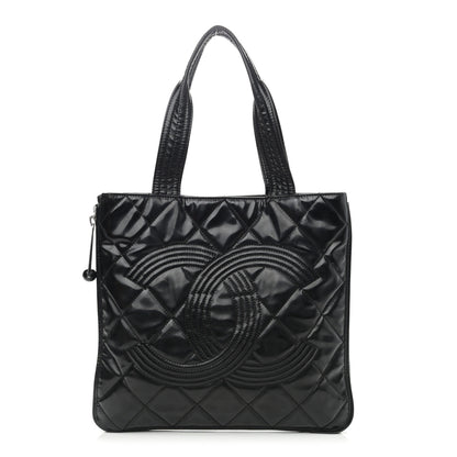 Chanel Vinyl Quilted CC Small Expandable Tote Black 1 of 14