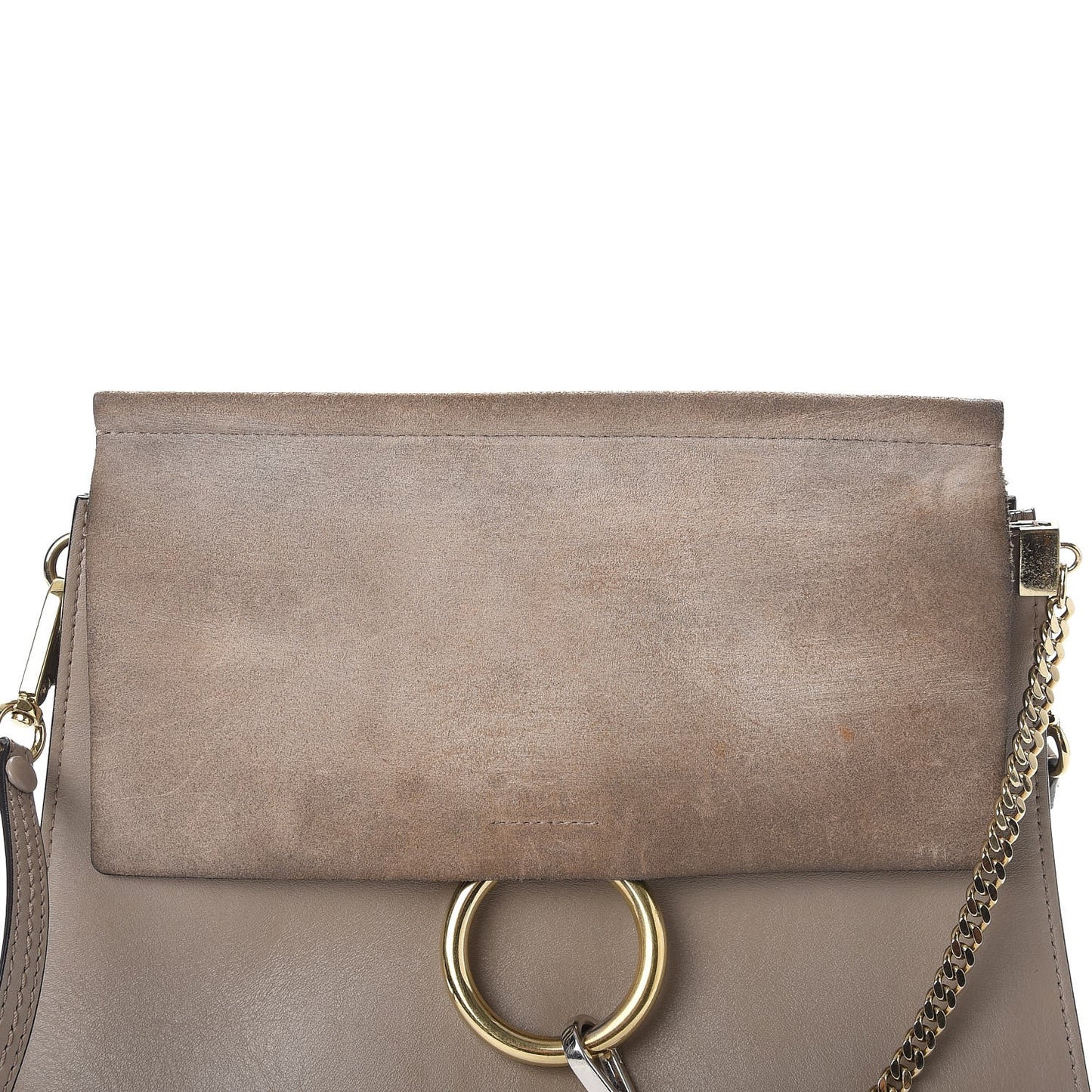 Calfskin Suede Medium Faye Shoulder Bag Motty Grey