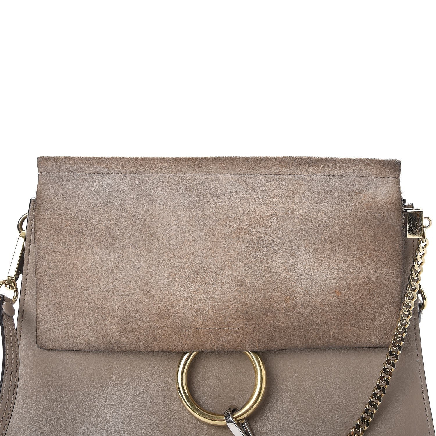 Chloe Calfskin Suede Medium Faye Shoulder Bag Motty Grey 10 of 17