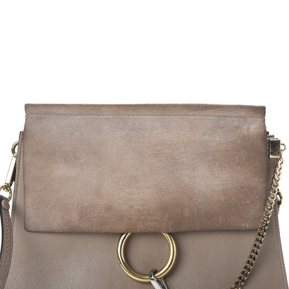 Chloe Calfskin Suede Medium Faye Shoulder Bag Motty Grey 10 of 17