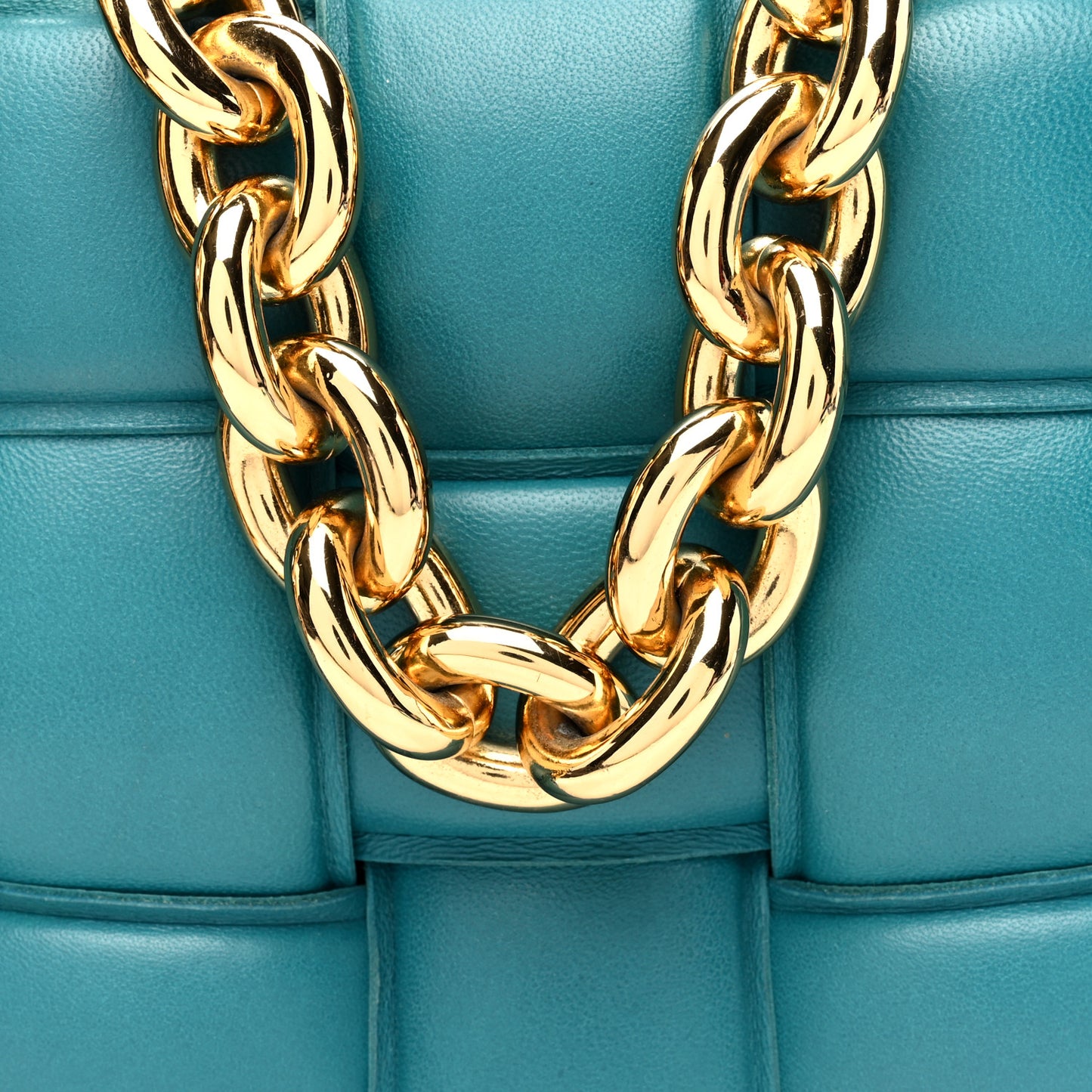 Lambskin Maxi Intreccio Padded Chain Cassette Crossbody Bag Mallard