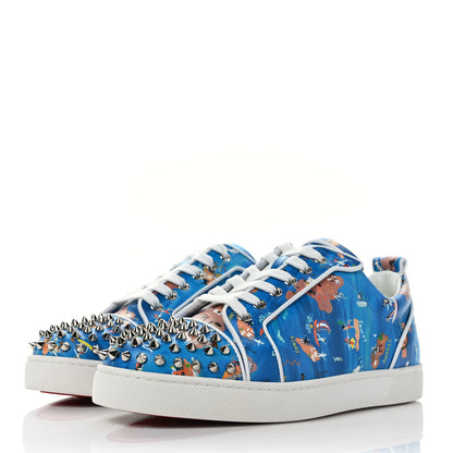 Christian Louboutin Calfskin Mens Louis Junior Spikes Orlato Flat Sneakers 42 Multicolor Bianco 3 of 7