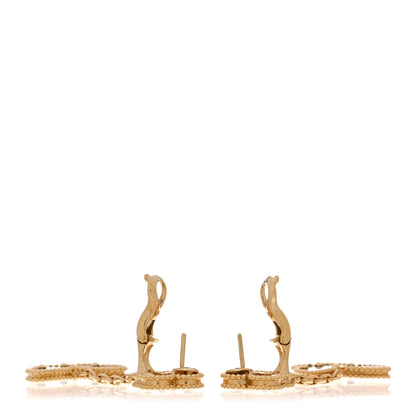 Van Cleef & Arpels 18K Yellow Gold Mother of Pearl Tiger's Eye Lucky Alhambra 2 Motifs Butterfly Earrings 3 of 4