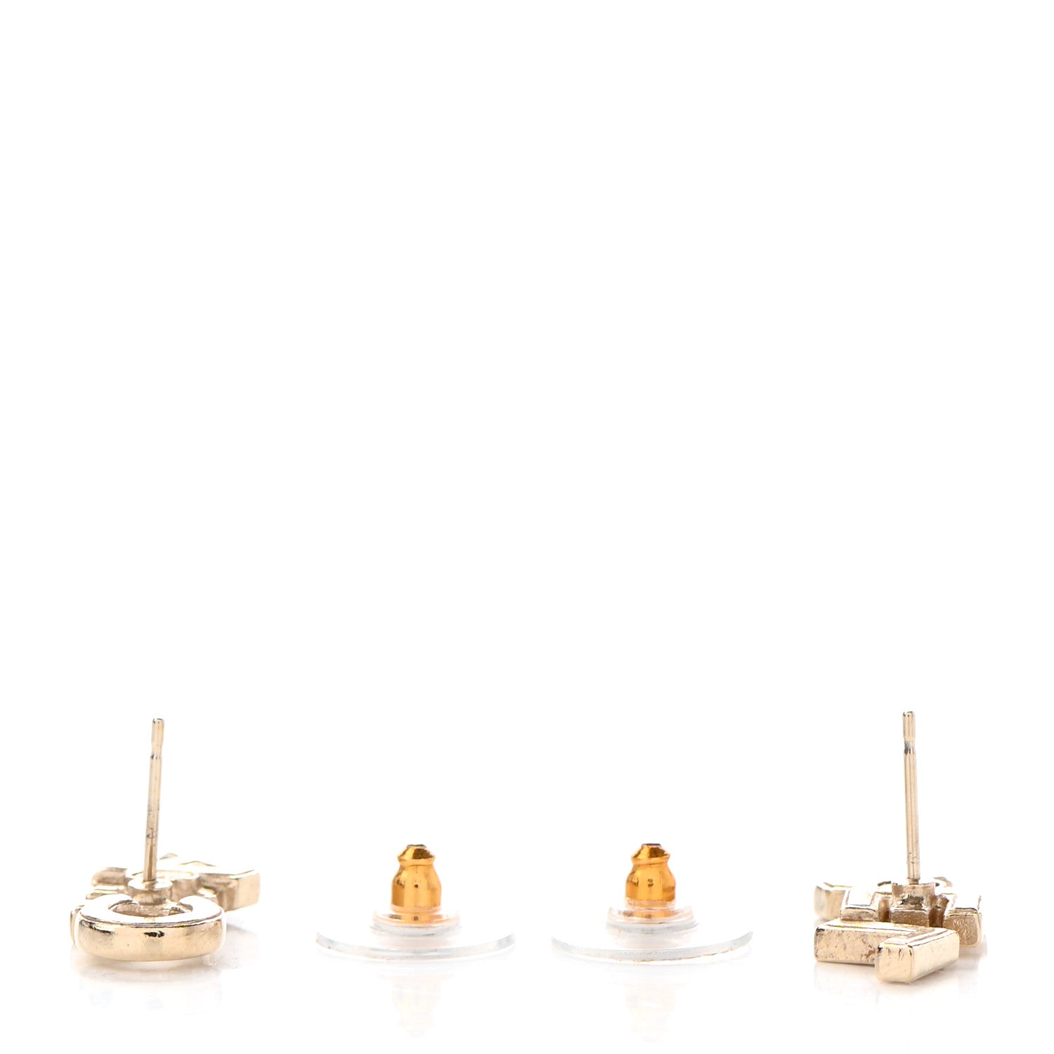 Chanel Crystal Pearl Signature Stud Earrings Gold 3 of 4