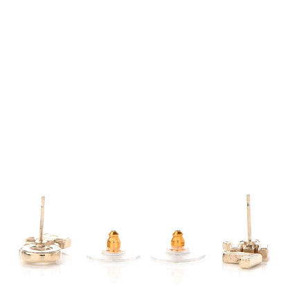 Chanel Crystal Pearl Signature Stud Earrings Gold 3 of 4