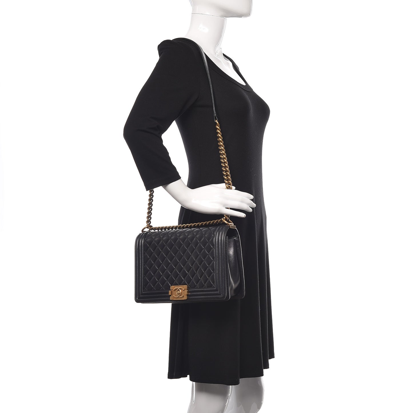 Lambskin Quilted New Medium Boy Flap Black