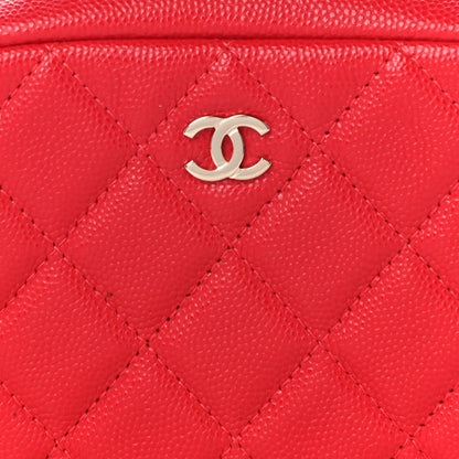 Chanel Caviar Quilted Small Curvy Pouch Cosmetic Case Red 8 of 10
