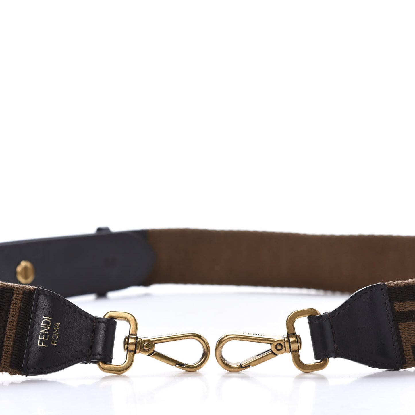 Ribbon Vitello Century FF 1974 Flat Studded Strap You Fango Marrone Ebano