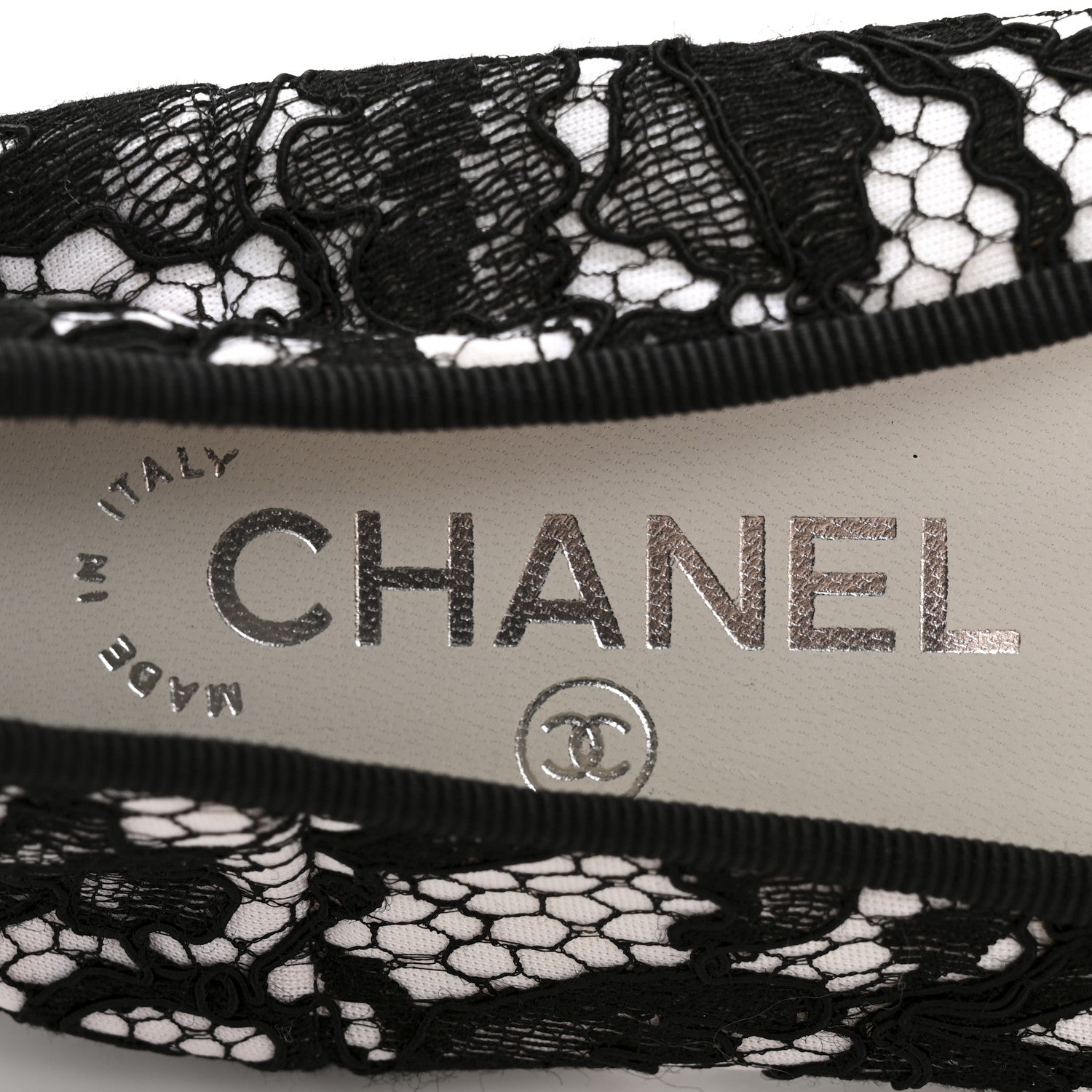 Chanel Lace Grosgrain Cap Toe CC Ballerina Flats 40 Black 8 of 9
