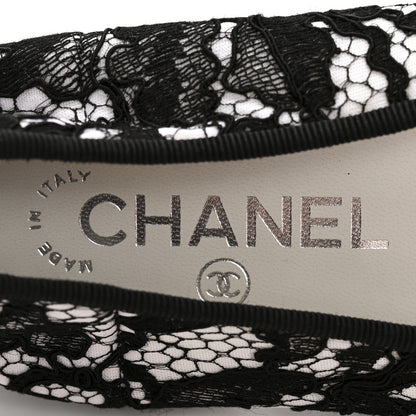 Chanel Lace Grosgrain Cap Toe CC Ballerina Flats 40 Black 8 of 9