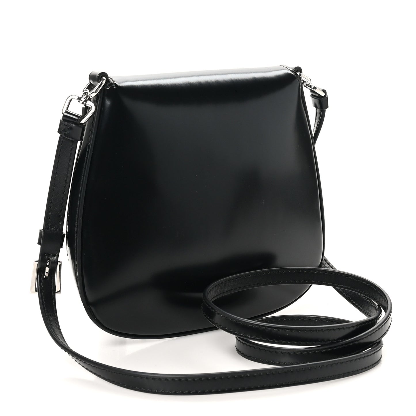 Spazzolato Mini Cleo Flap Adjustable Strap Shoulder Bag Black
