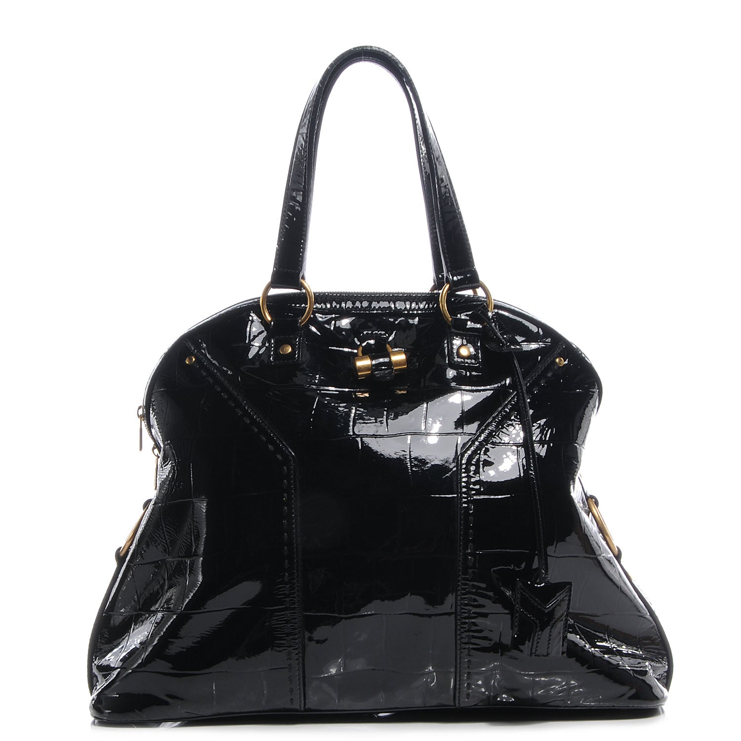 Saint Laurent Patent Croc Oversized Muse Black 1 of 14