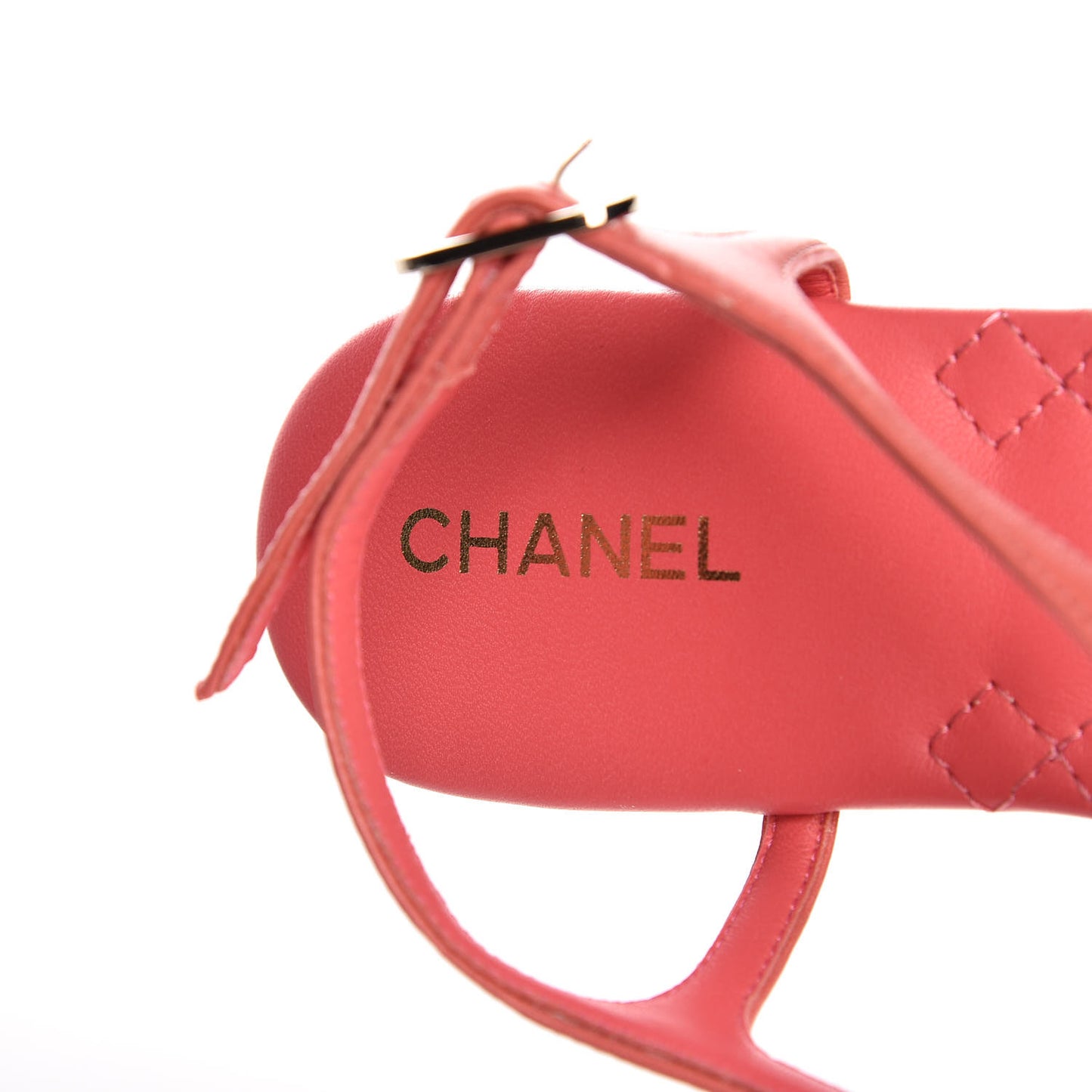 Lambskin Chain CC Logo Thong Sandals 36 Pink