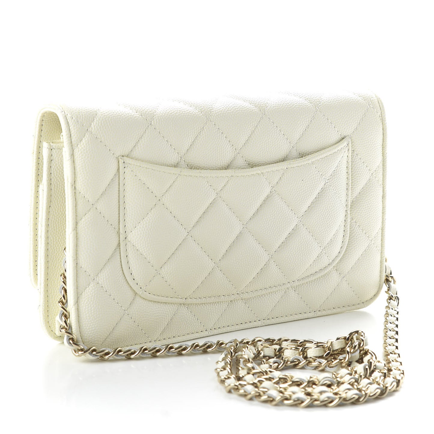 Caviar Quilted Wallet On Chain WOC White