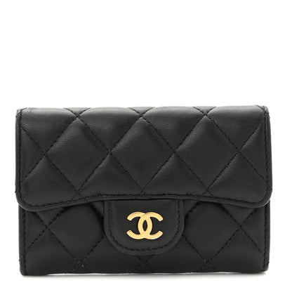 Chanel Lambskin Quilted Flap Card Holder Wallet Black 1 of 8