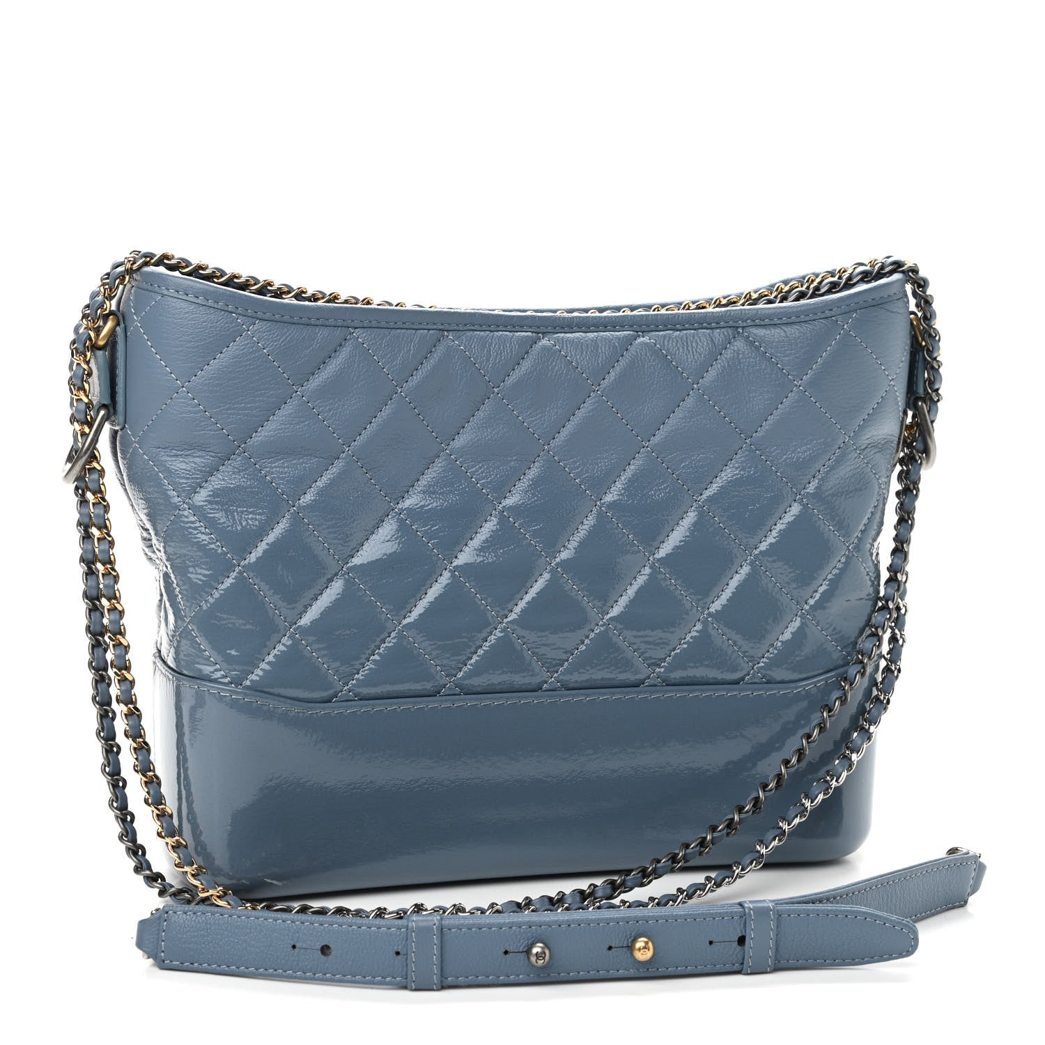 Chanel Patent Goatskin Quilted Medium Gabrielle Hobo Blue 3 of 9
