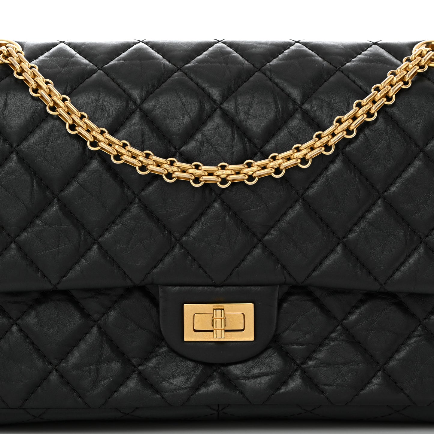 Aged Calfskin Quilted 2.55 Reissue 226 Flap Black