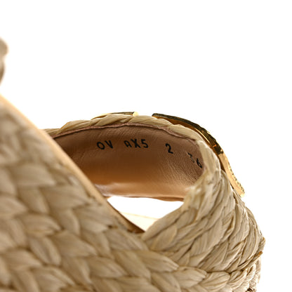 Valentino Garavani Raffia VLogo Ankle Wrap Espadrille 45/90mm Platform Wedge Sandals 36 Naturale 8 of 9